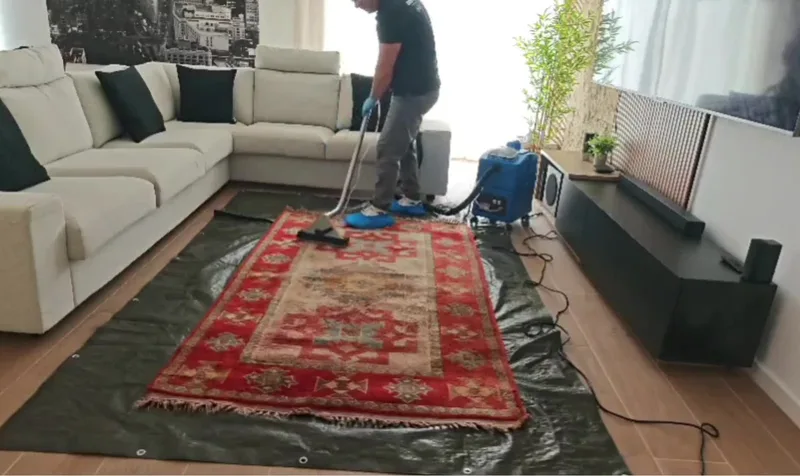 Aplicação durante a limpeza do tapete