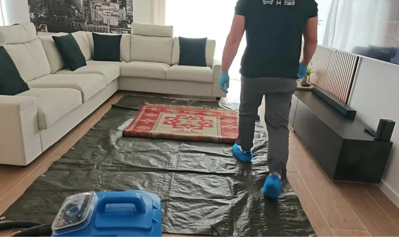 Avaliação durante a limpeza do tapete